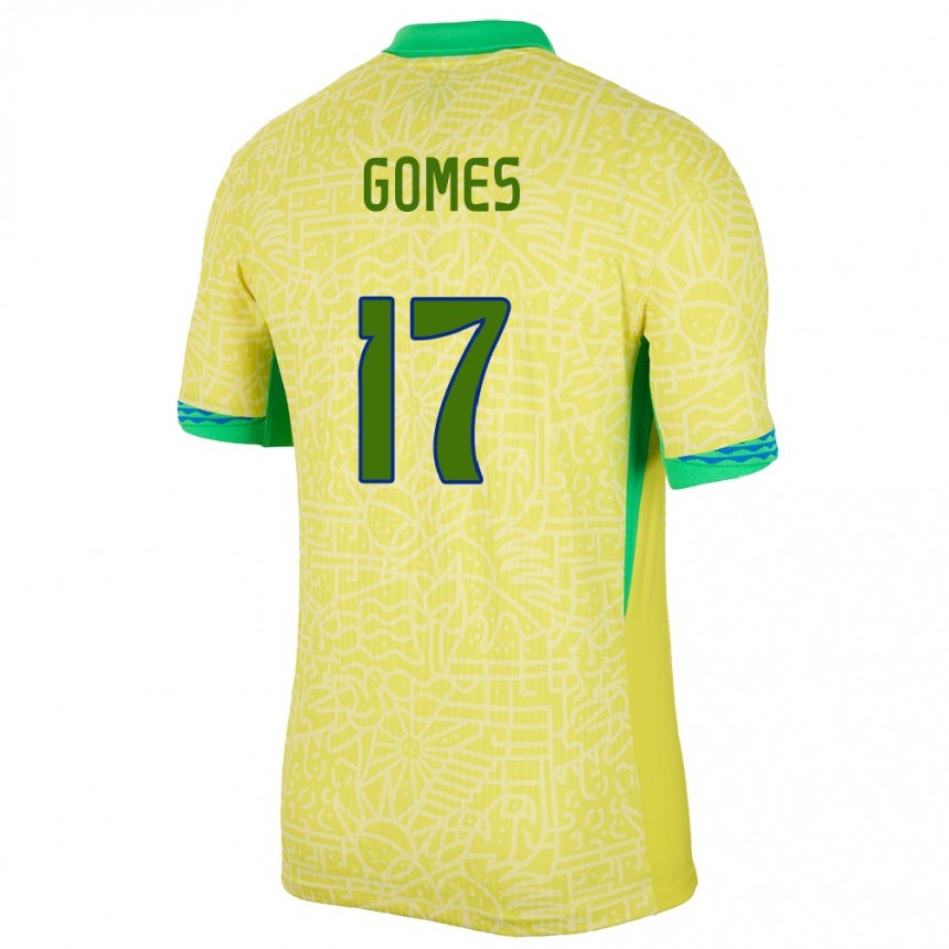 Niño Fútbol Camiseta Brasil William Gomes #17 Amarillo 1ª Equipación 24-26