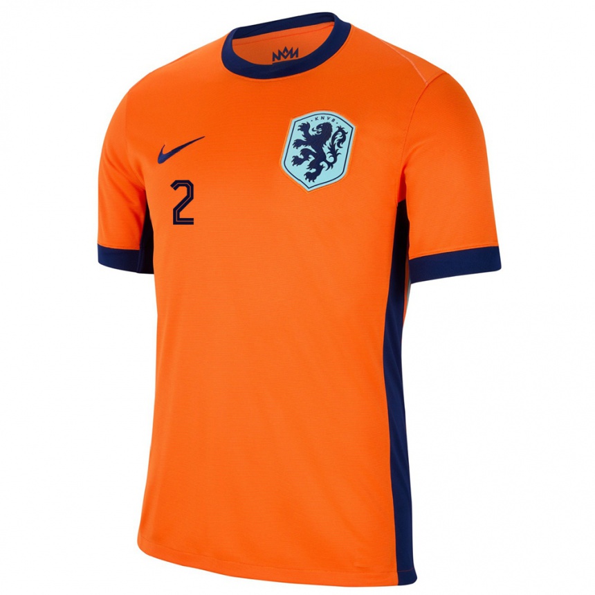 Niño Fútbol Camiseta Países Bajos Bram Rovers #2 Naranja 1ª Equipación 24-26