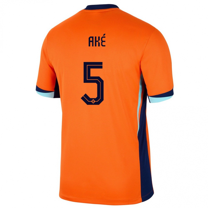 Niño Fútbol Camiseta Países Bajos Nathan Ake #5 Naranja 1ª Equipación 24-26