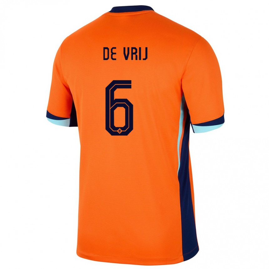 Niño Fútbol Camiseta Países Bajos Stefan De Vrij #6 Naranja 1ª Equipación 24-26