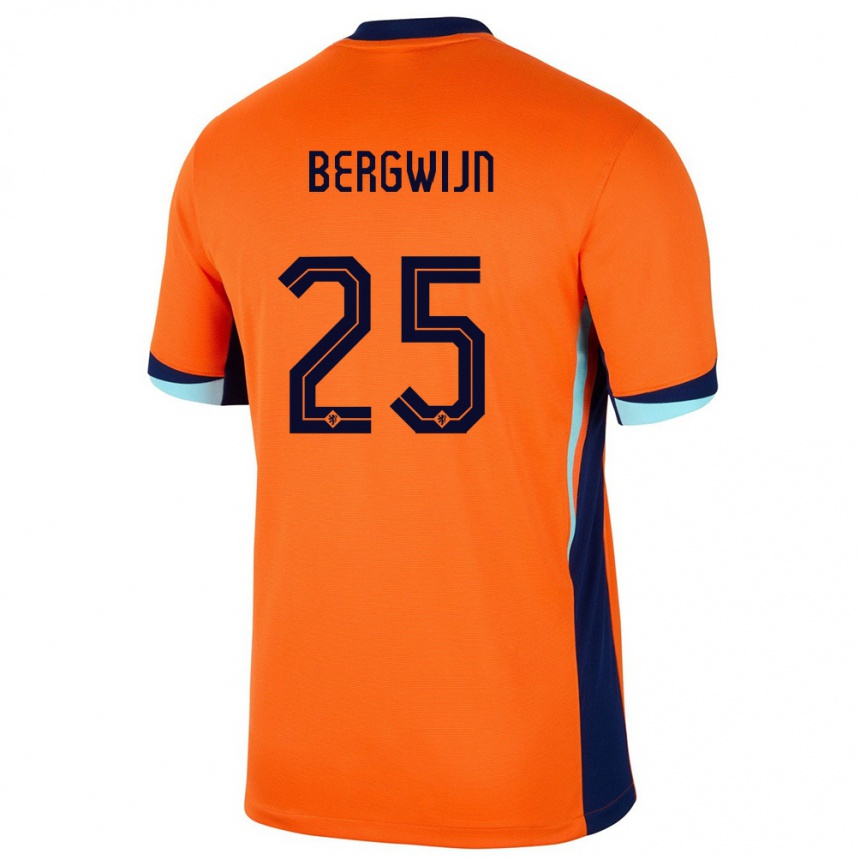 Niño Fútbol Camiseta Países Bajos Steven Bergwijn #25 Naranja 1ª Equipación 24-26