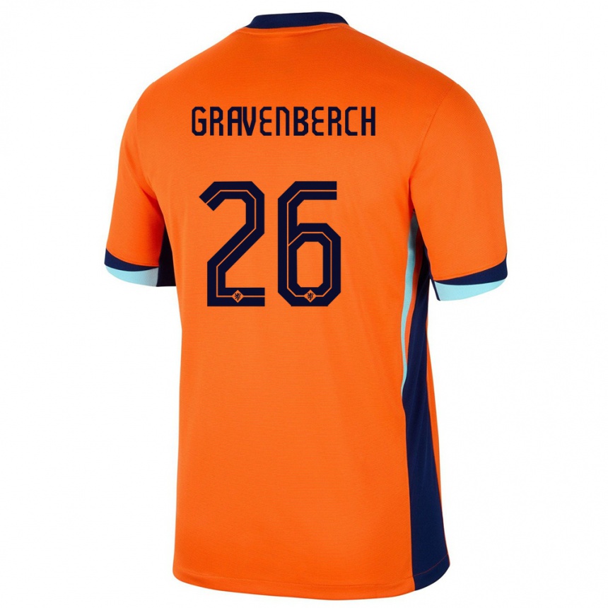 Niño Fútbol Camiseta Países Bajos Ryan Gravenberch #26 Naranja 1ª Equipación 24-26