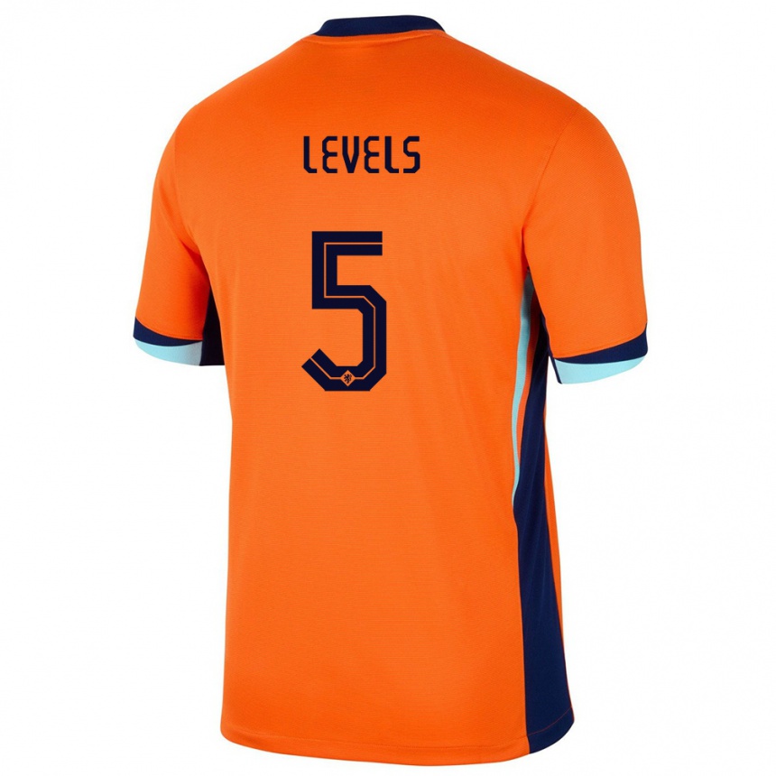 Niño Fútbol Camiseta Países Bajos Janou Levels #5 Naranja 1ª Equipación 24-26