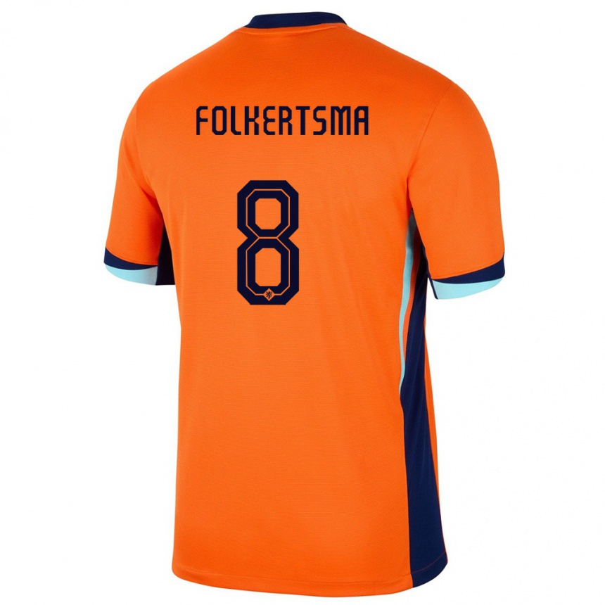 Niño Fútbol Camiseta Países Bajos Sisca Folkertsma #8 Naranja 1ª Equipación 24-26