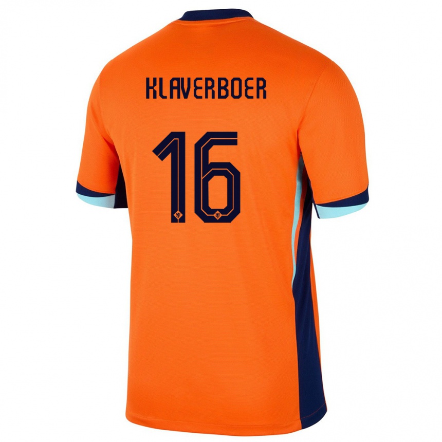 Niño Fútbol Camiseta Países Bajos Bernt Klaverboer #16 Naranja 1ª Equipación 24-26