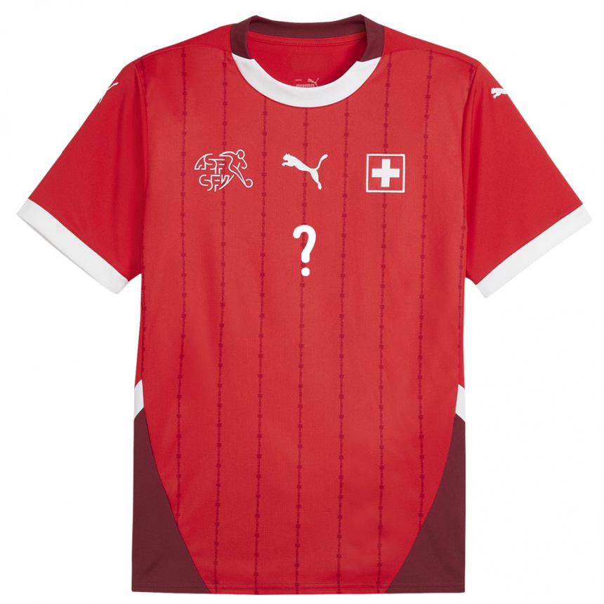 Niño Fútbol Camiseta Suiza Su Nombre #0 Rojo 1ª Equipación 24-26