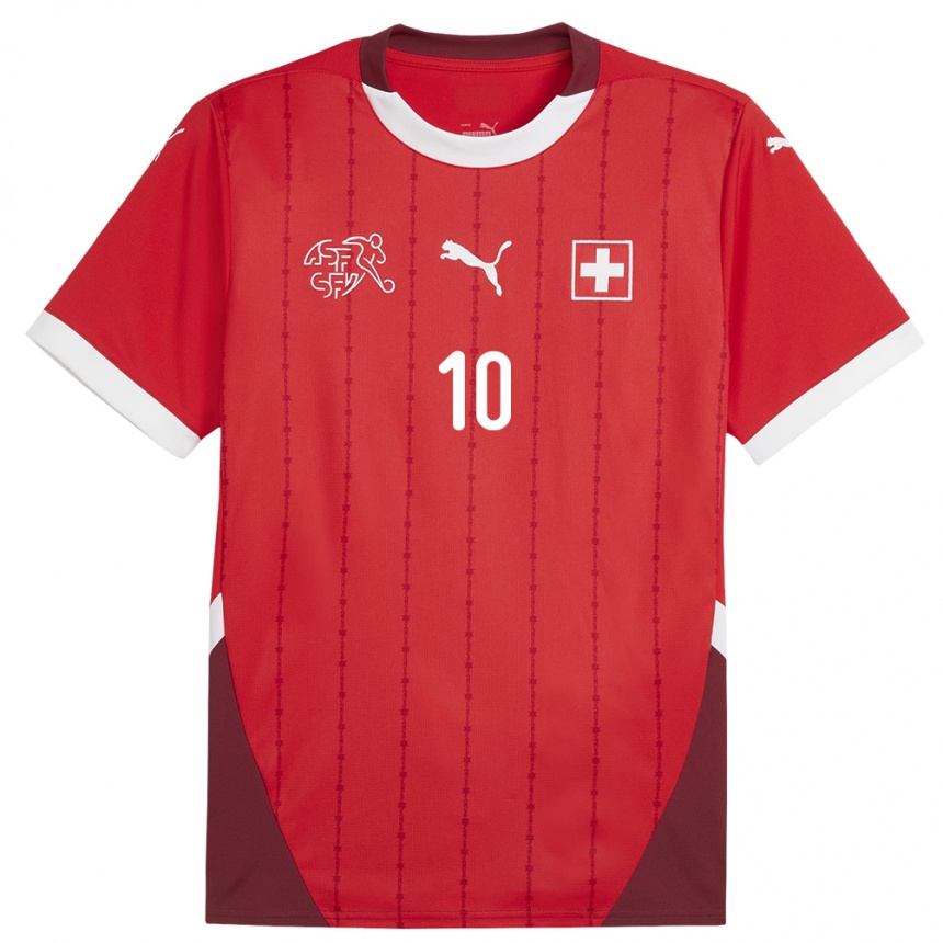 Niño Fútbol Camiseta Suiza Granit Xhaka #10 Rojo 1ª Equipación 24-26