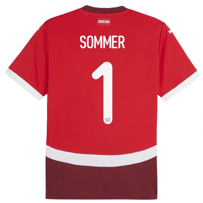 Niño Fútbol Camiseta Suiza Yann Sommer #1 Rojo 1ª Equipación 24-26