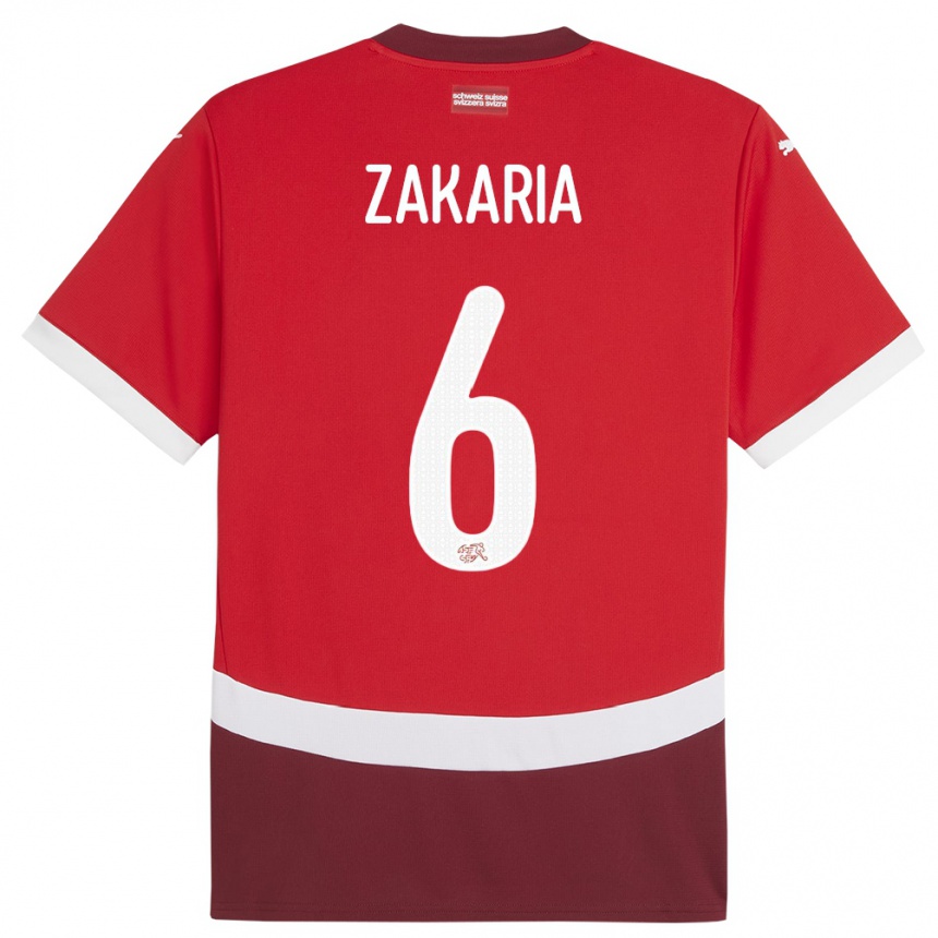 Niño Fútbol Camiseta Suiza Denis Zakaria #6 Rojo 1ª Equipación 24-26