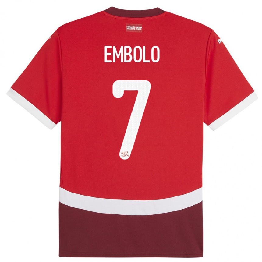 Niño Fútbol Camiseta Suiza Breel Embolo #7 Rojo 1ª Equipación 24-26