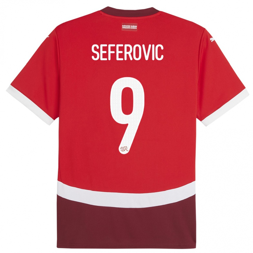 Niño Fútbol Camiseta Suiza Haris Seferovic #9 Rojo 1ª Equipación 24-26