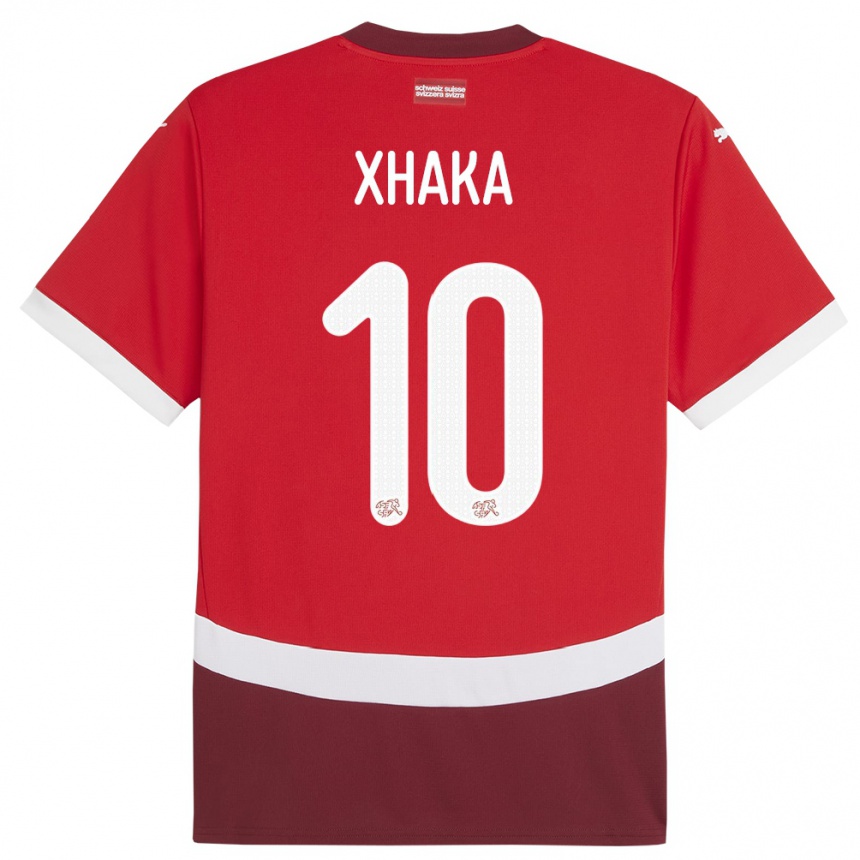 Niño Fútbol Camiseta Suiza Granit Xhaka #10 Rojo 1ª Equipación 24-26