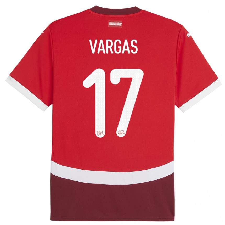 Niño Fútbol Camiseta Suiza Ruben Vargas #17 Rojo 1ª Equipación 24-26