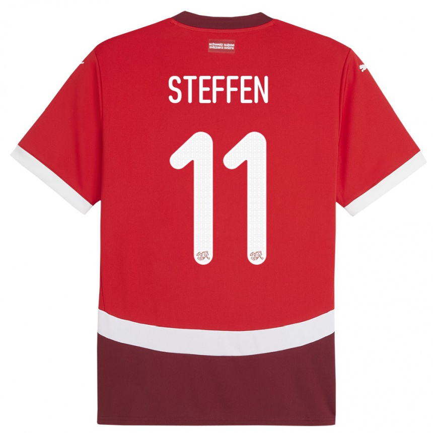 Niño Fútbol Camiseta Suiza Renato Steffen #11 Rojo 1ª Equipación 24-26