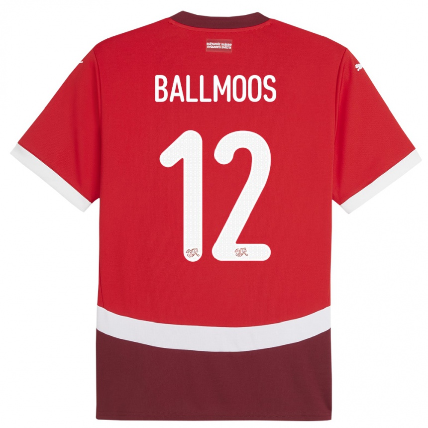 Niño Fútbol Camiseta Suiza David Von Ballmoos #12 Rojo 1ª Equipación 24-26