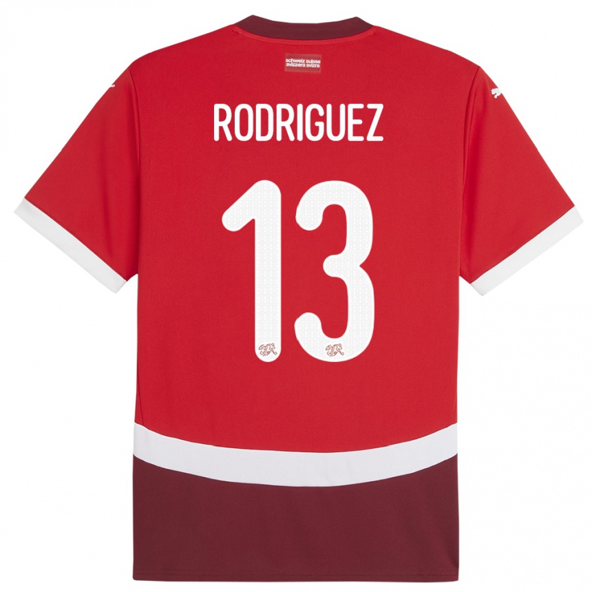 Niño Fútbol Camiseta Suiza Ricardo Rodriguez #13 Rojo 1ª Equipación 24-26