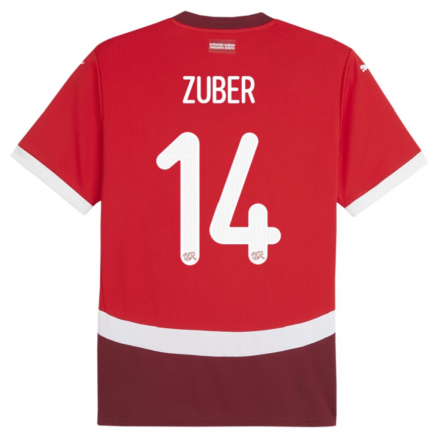 Niño Fútbol Camiseta Suiza Steven Zuber #14 Rojo 1ª Equipación 24-26