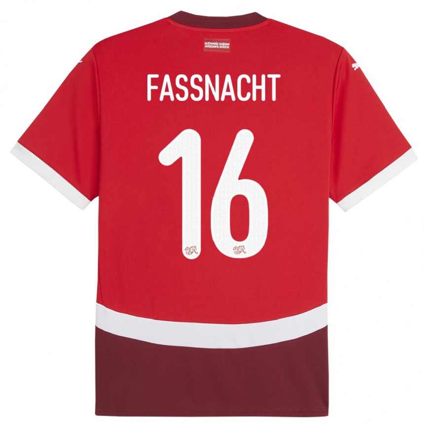 Niño Fútbol Camiseta Suiza Christian Fassnacht #16 Rojo 1ª Equipación 24-26