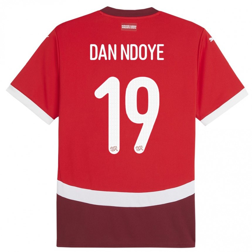 Niño Fútbol Camiseta Suiza Dan Ndoye #19 Rojo 1ª Equipación 24-26