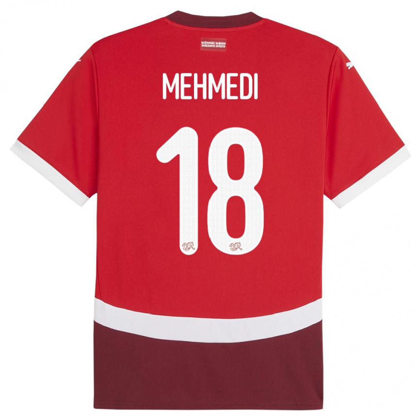 Niño Fútbol Camiseta Suiza Admir Mehmedi #18 Rojo 1ª Equipación 24-26