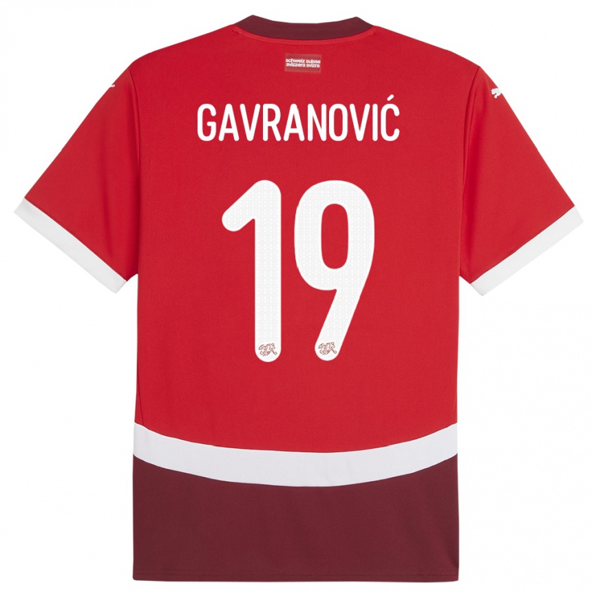 Niño Fútbol Camiseta Suiza Mario Gavranovic #19 Rojo 1ª Equipación 24-26