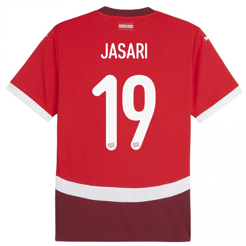 Niño Fútbol Camiseta Suiza Ardon Jasari #19 Rojo 1ª Equipación 24-26