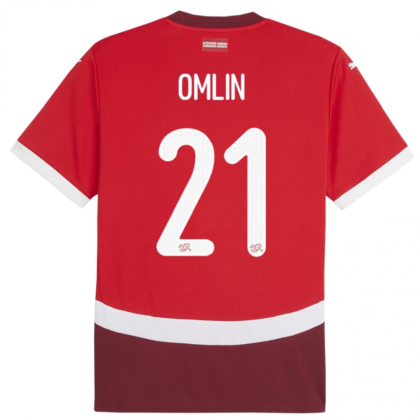 Niño Fútbol Camiseta Suiza Jonas Omlin #21 Rojo 1ª Equipación 24-26