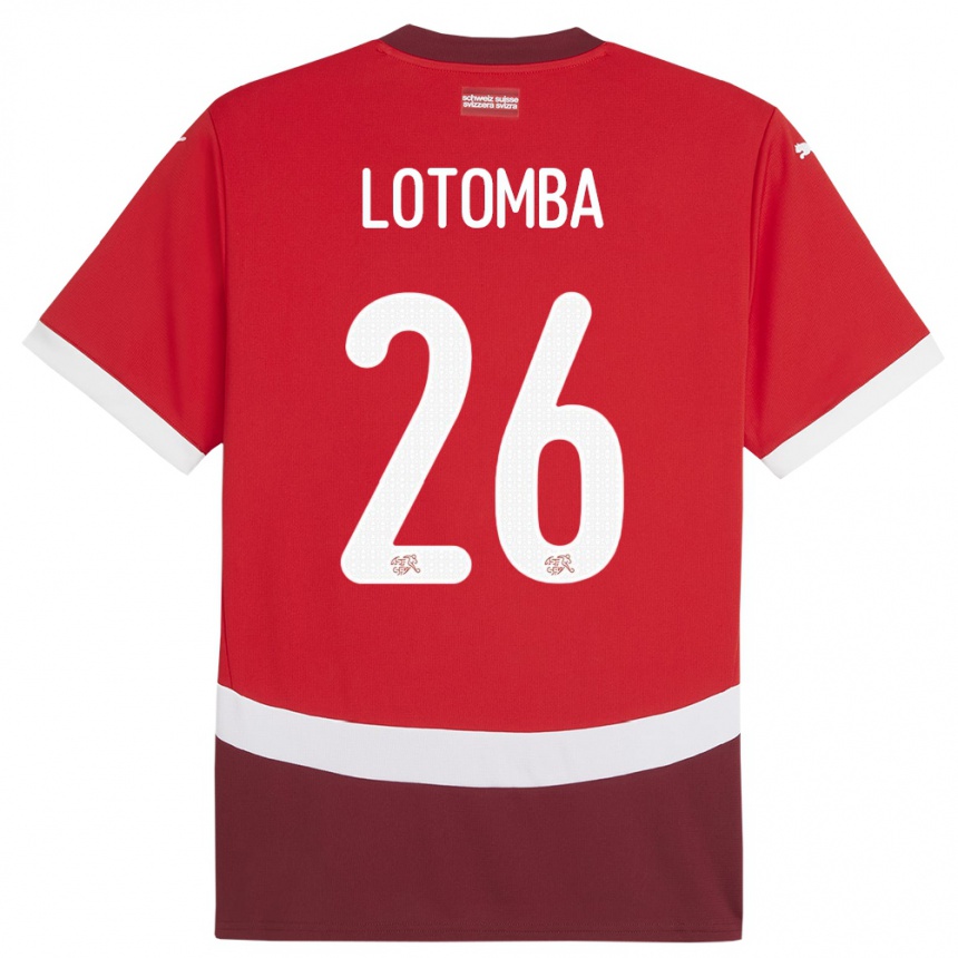 Niño Fútbol Camiseta Suiza Jordan Lotomba #26 Rojo 1ª Equipación 24-26