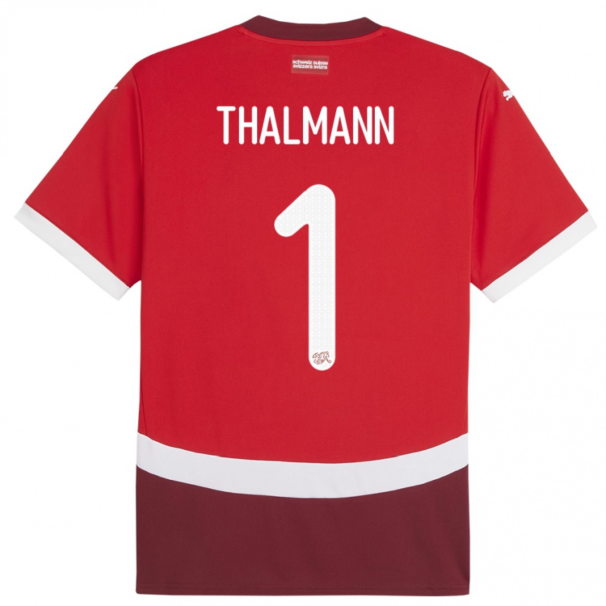 Niño Fútbol Camiseta Suiza Gaelle Thalmann #1 Rojo 1ª Equipación 24-26