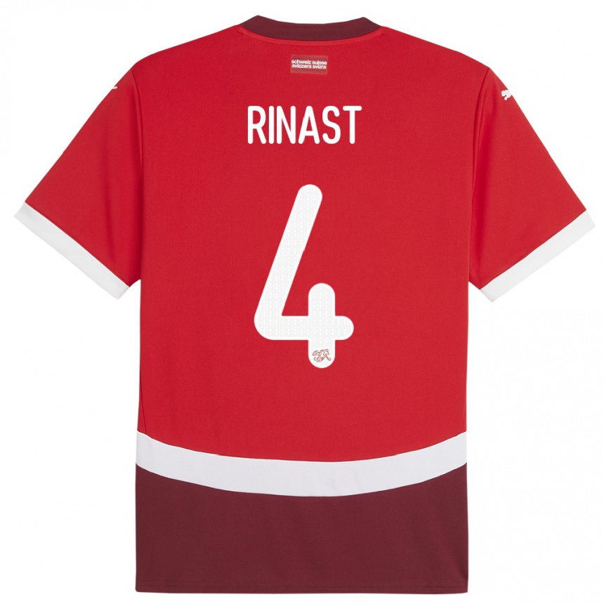 Niño Fútbol Camiseta Suiza Rachel Rinast #4 Rojo 1ª Equipación 24-26