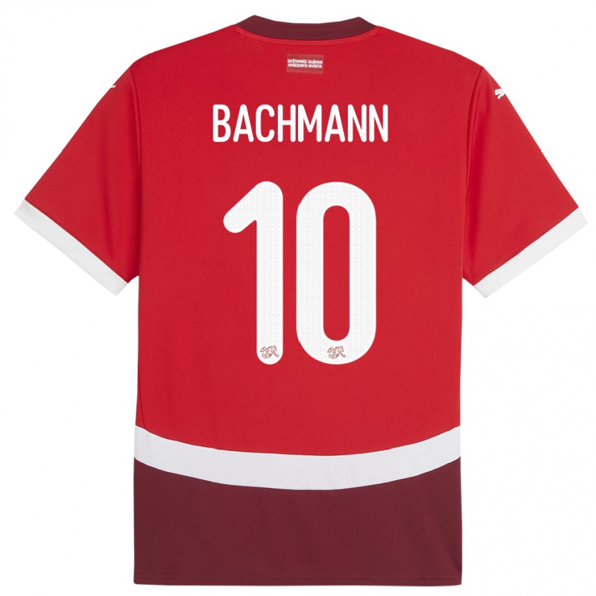 Niño Fútbol Camiseta Suiza Ramona Bachmann #10 Rojo 1ª Equipación 24-26