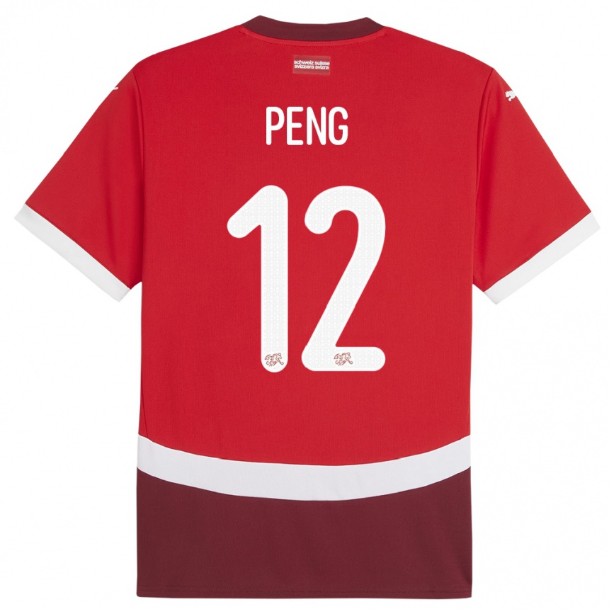 Niño Fútbol Camiseta Suiza Livia Peng #12 Rojo 1ª Equipación 24-26