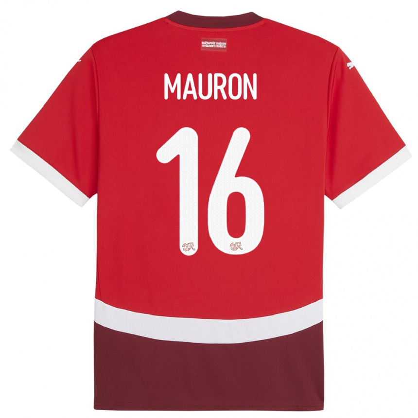 Niño Fútbol Camiseta Suiza Sandrine Mauron #16 Rojo 1ª Equipación 24-26