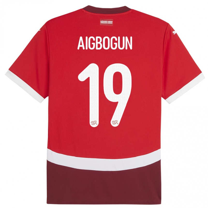 Niño Fútbol Camiseta Suiza Eseosa Aigbogun #19 Rojo 1ª Equipación 24-26