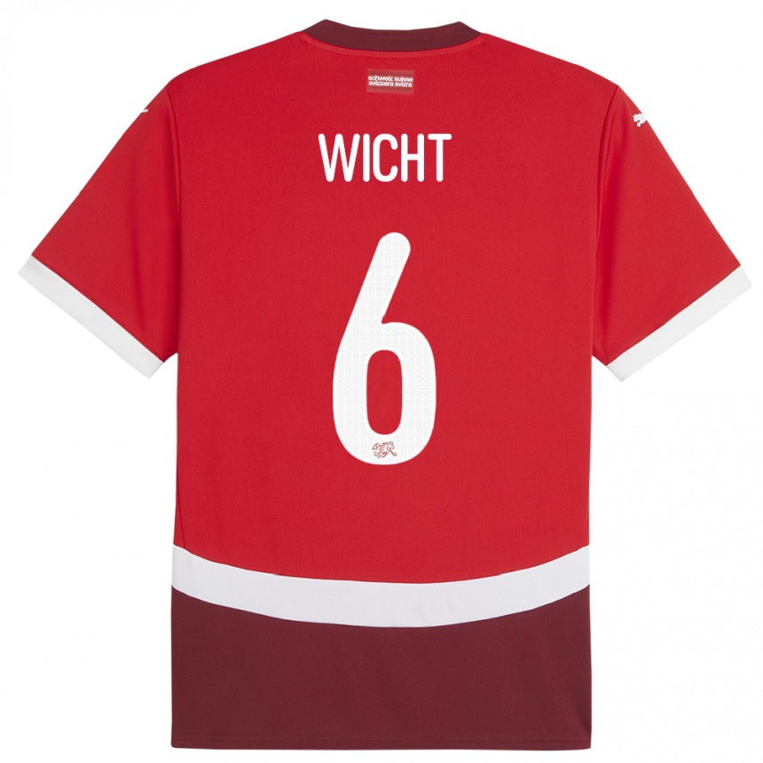 Niño Fútbol Camiseta Suiza Nathan Wicht #6 Rojo 1ª Equipación 24-26