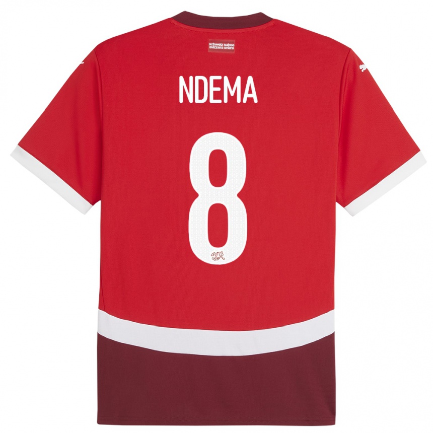 Niño Fútbol Camiseta Suiza Lois Ndema #8 Rojo 1ª Equipación 24-26