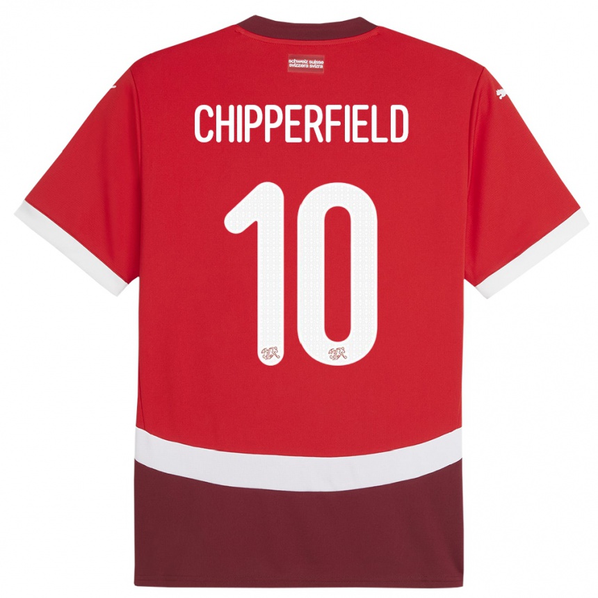 Niño Fútbol Camiseta Suiza Liam Chipperfield #10 Rojo 1ª Equipación 24-26