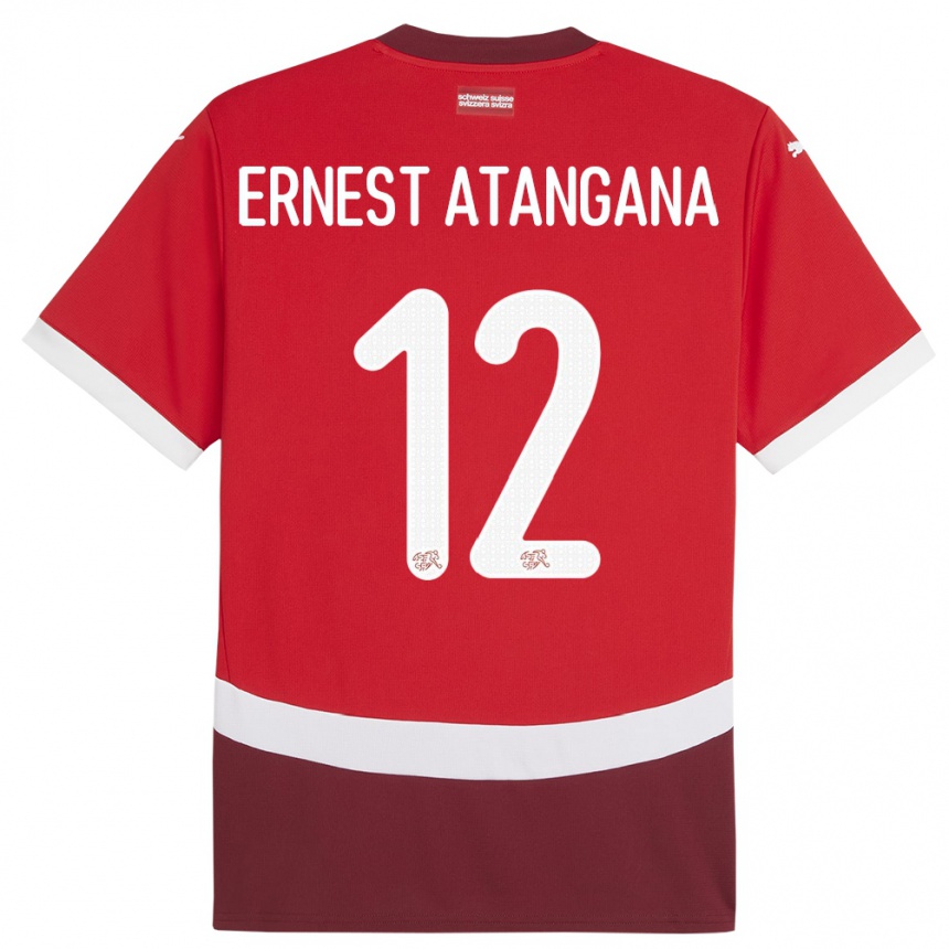 Niño Fútbol Camiseta Suiza Brian Ernest Atangana #12 Rojo 1ª Equipación 24-26