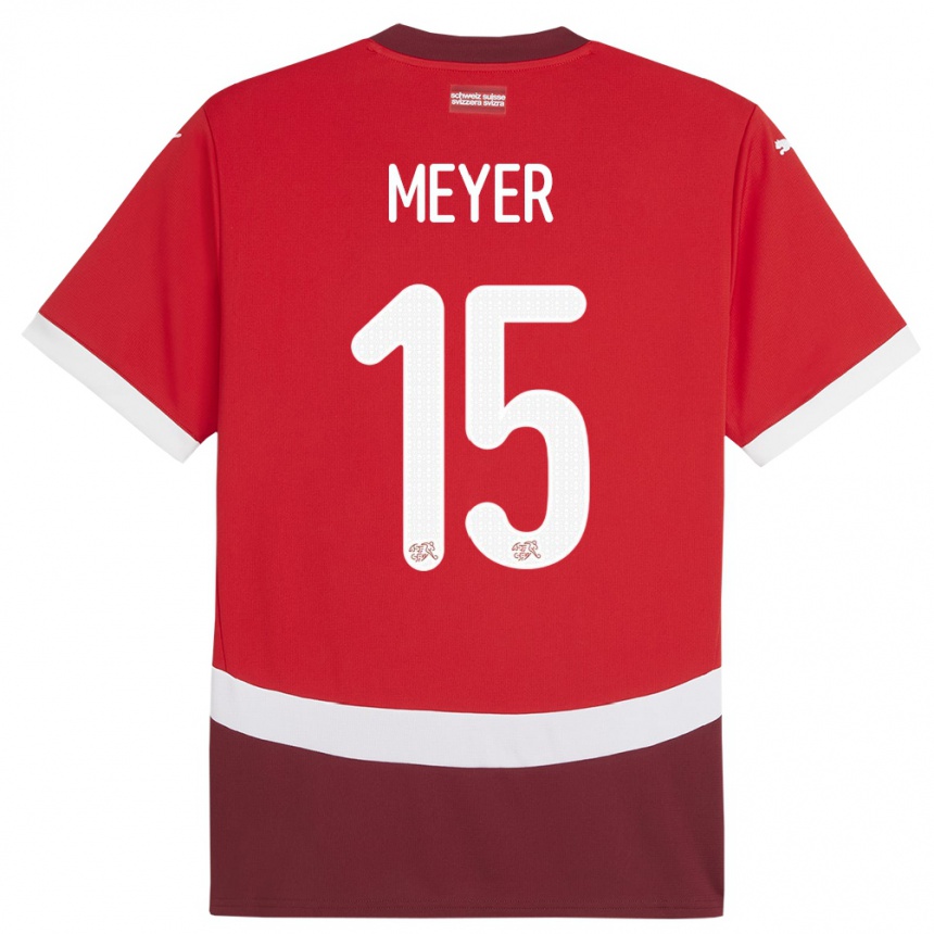 Niño Fútbol Camiseta Suiza Leny Meyer #15 Rojo 1ª Equipación 24-26