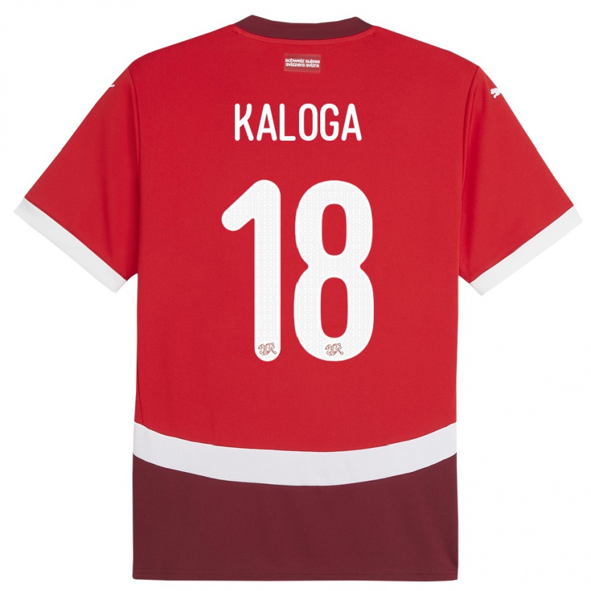 Niño Fútbol Camiseta Suiza Issa Kaloga #18 Rojo 1ª Equipación 24-26