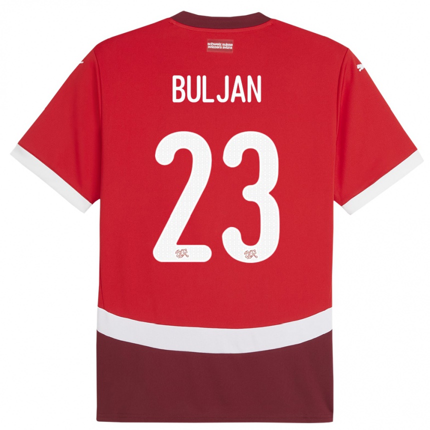 Niño Fútbol Camiseta Suiza Leo Buljan #23 Rojo 1ª Equipación 24-26