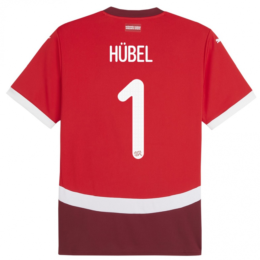 Niño Fútbol Camiseta Suiza Marvin Hubel #1 Rojo 1ª Equipación 24-26