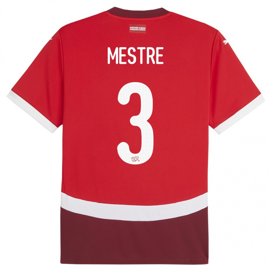 Niño Fútbol Camiseta Suiza Luis Mestre #3 Rojo 1ª Equipación 24-26
