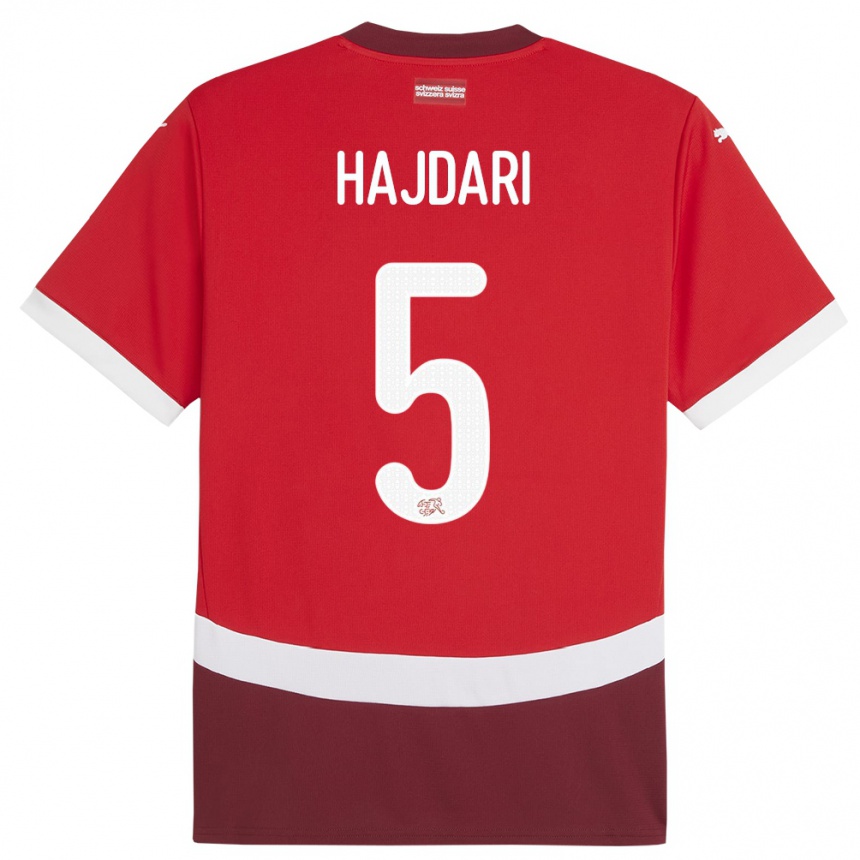 Niño Fútbol Camiseta Suiza Albian Hajdari #5 Rojo 1ª Equipación 24-26