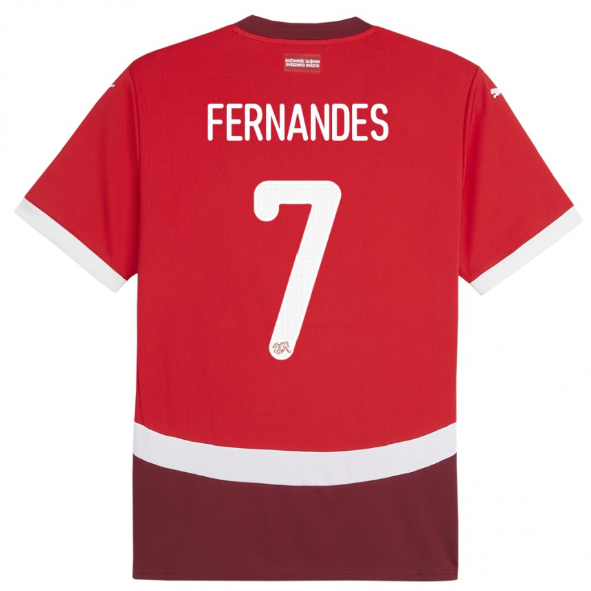 Niño Fútbol Camiseta Suiza Ruben Fernandes #7 Rojo 1ª Equipación 24-26