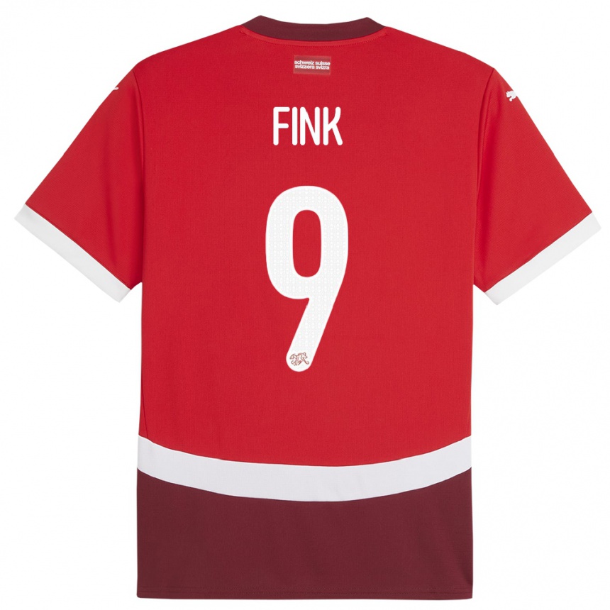 Niño Fútbol Camiseta Suiza Bradley Fink #9 Rojo 1ª Equipación 24-26