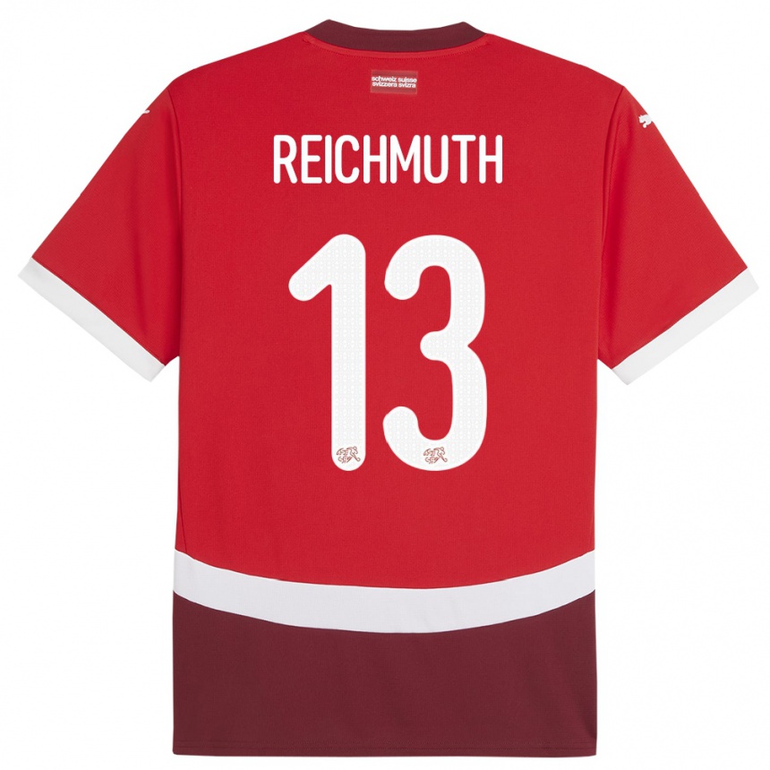 Niño Fútbol Camiseta Suiza Miguel Reichmuth #13 Rojo 1ª Equipación 24-26