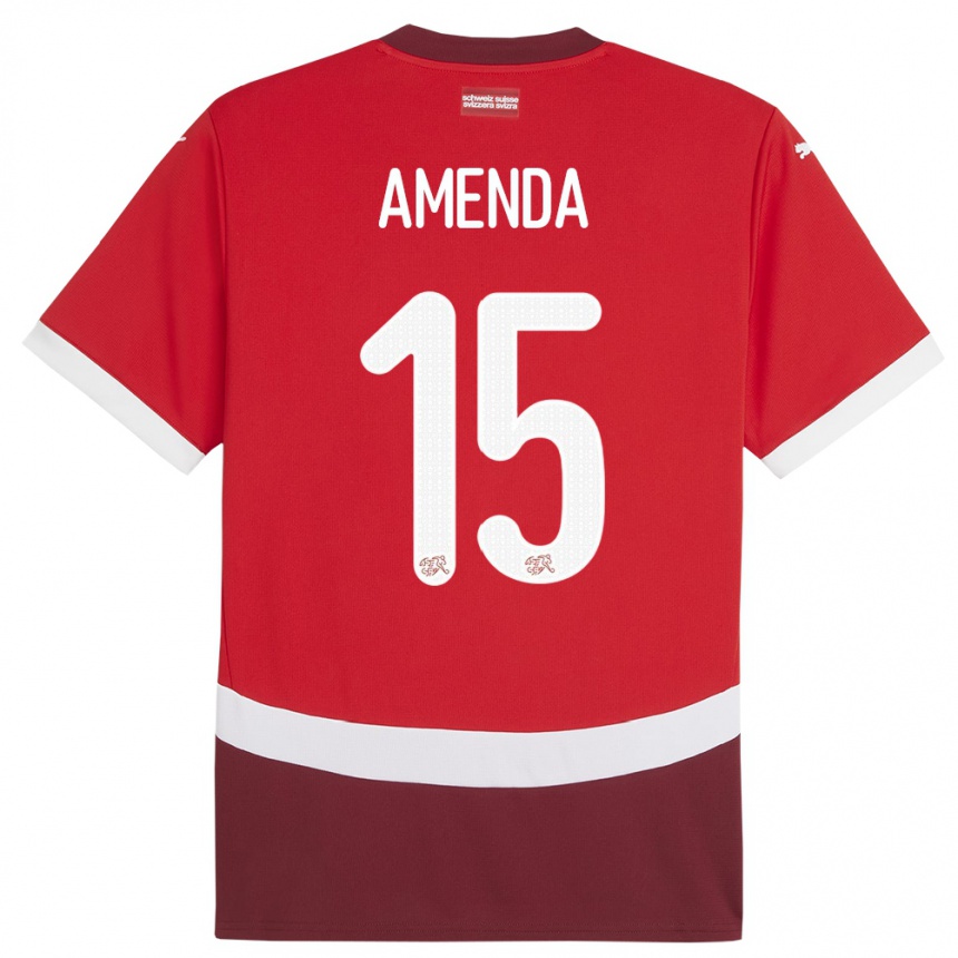 Niño Fútbol Camiseta Suiza Aurele Amenda #15 Rojo 1ª Equipación 24-26