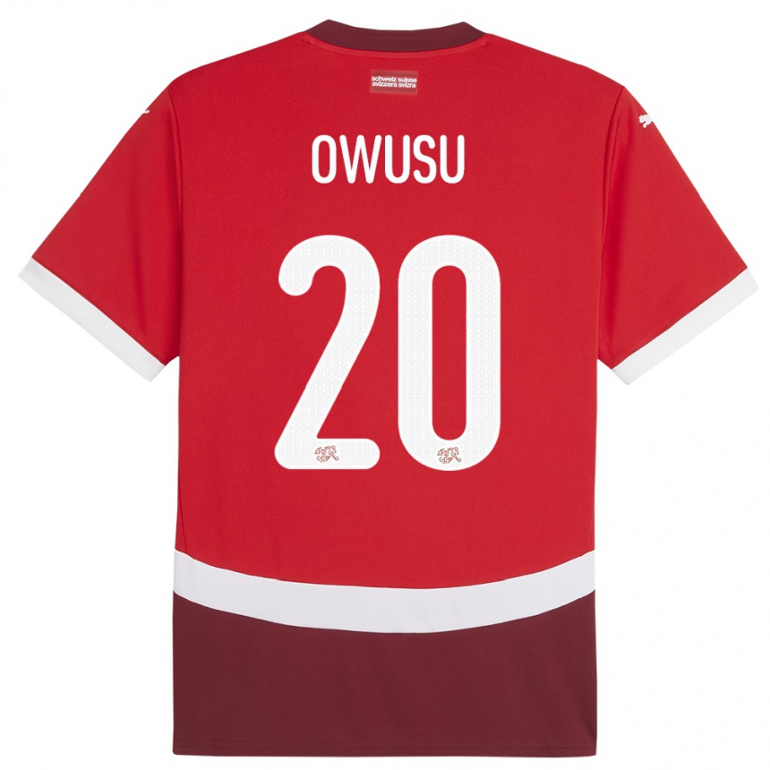 Niño Fútbol Camiseta Suiza Tyron Owusu #20 Rojo 1ª Equipación 24-26