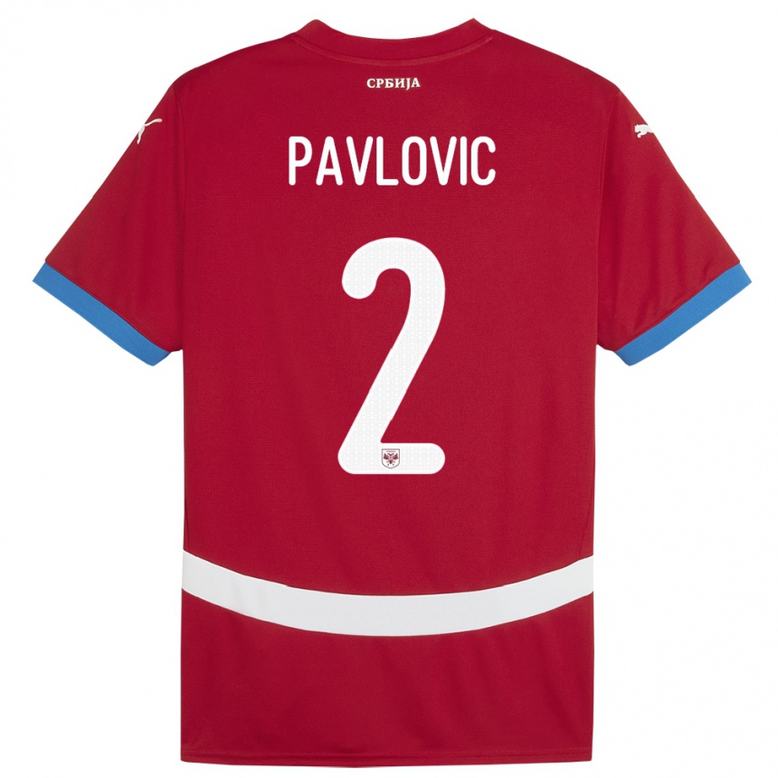 Niño Fútbol Camiseta Serbia Strahinja Pavlovic #2 Rojo 1ª Equipación 24-26